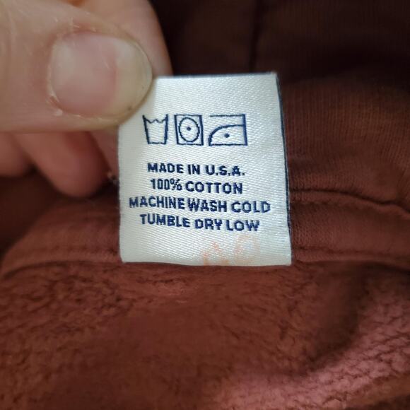 Sporty & Rich Hoodie Mens Small Rust Brown 100% Cotton Made in USA Pullover - Picture 4 of 7